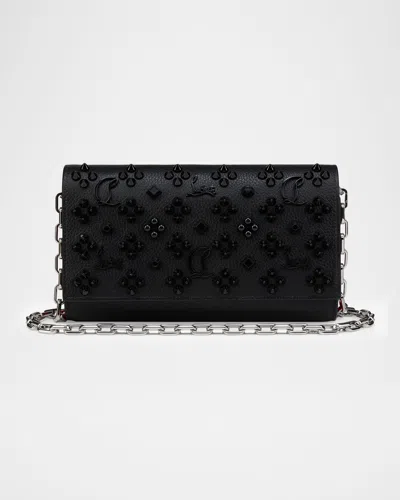 Christian Louboutin Paloma Wallet On Chain In Loubinthesky Leather In Black