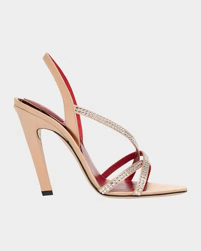 Valentino Dans Le Foyer Embellished Slingback Sandals In Nude