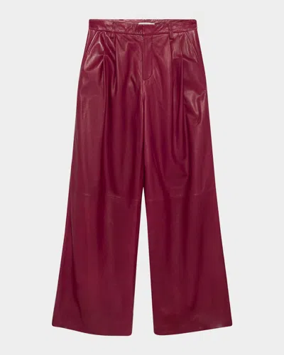 Simkhai Kobie Wide-leg Leather Pants In Red