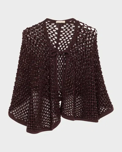 Diotima Crystal Net Knit Capelet In Brown
