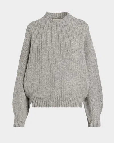 Khaite Lennox Cashmere Rib Crewneck Sweater In Gray