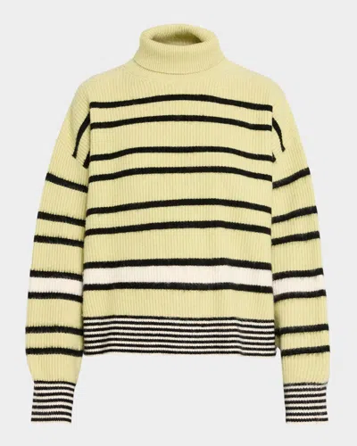 Zankov Junko Turtleneck Striped Merino-cashmere Sweater In Yellow