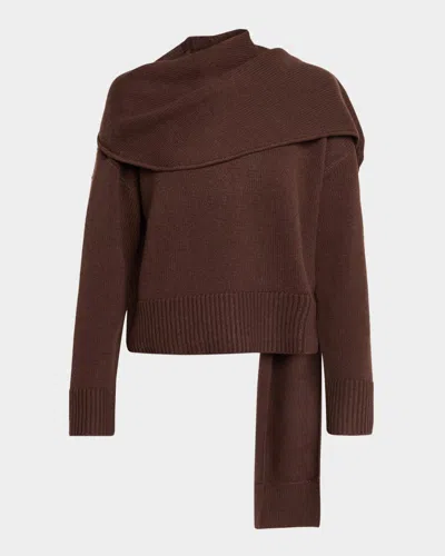 Simkhai Elson Cashmere-blend Scarf Sweater In Brown