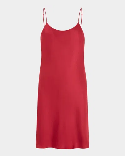 Olivia Von Halle Venus Scoop-neck Silk Satin Mini Slip Dress In Red