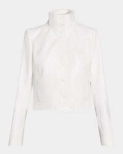 Courrèges Textured Vinyl Crop Jacket In White