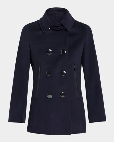 Akris Punto Cashmere And Wool-blend Top Coat In Blue