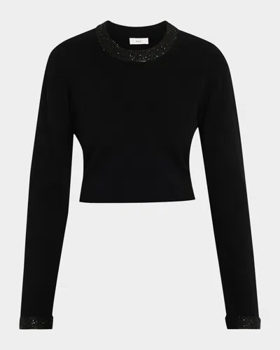 A.l.c Marley Sequined Long-sleeve Crop Top In Black