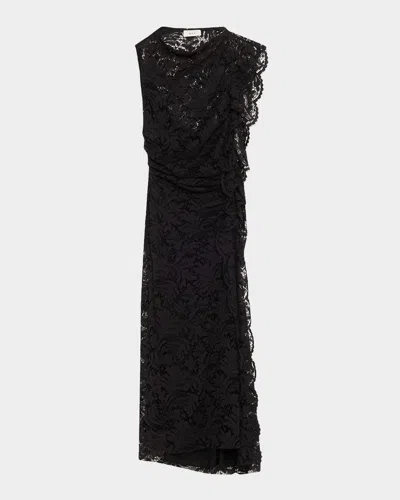 A.l.c Astrid Draped Lace Dress In Black