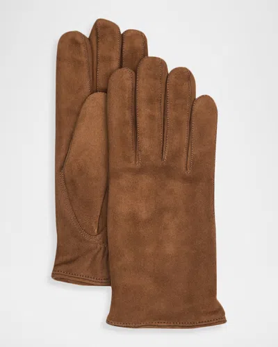 Hestra Gloves Men's Cashmere-lined Suede Gloves In Brown