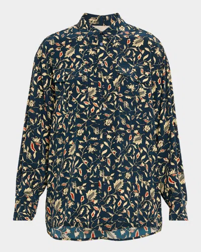 Ulla Johnson Soren Floral Silk Button-front Shirt