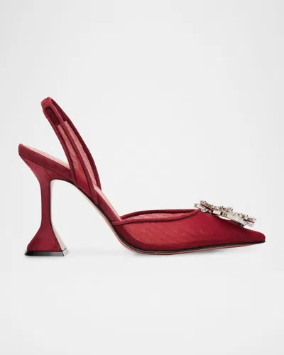 Amina Muaddi Scarpe Con Tacco Begum In Rete Rosso Tiziano  Donna In Red
