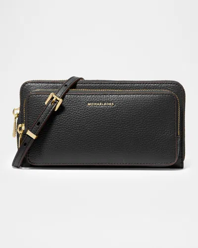 Michael Michael Kors Jet Set Large Leather Continental Crossbody Bag In Black