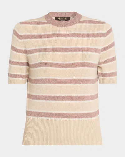 Loro Piana Fobello Cashmere Striped Crewneck Sweater In Multi