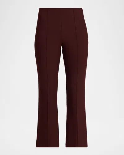 Vince Cropped Flare-leg Pintuck Pants In Burgundy