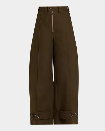 Christopher John Rogers Tab-ankle Barrel Trousers In Green