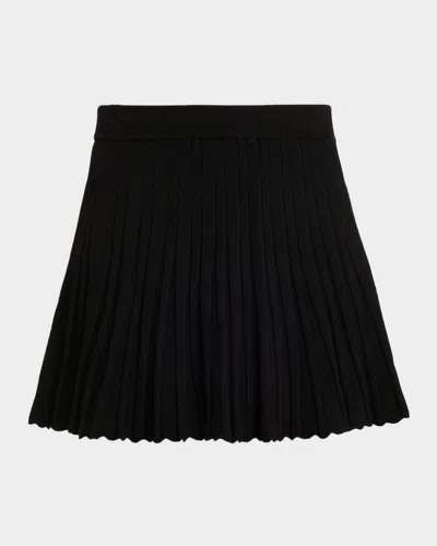 Loveshackfancy Willany Pleated Mini Skirt In Black