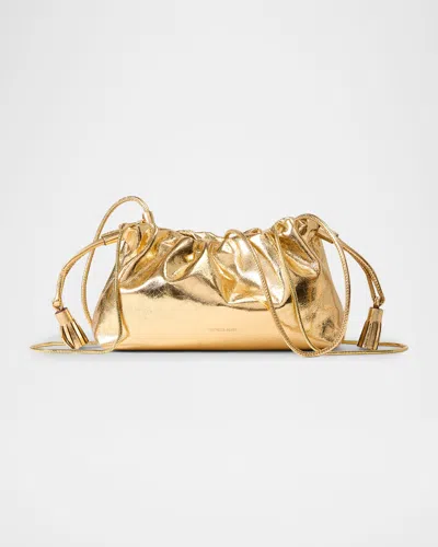 Veronica Beard Small Ruched Metallic Leather Clutch Bag In Gold