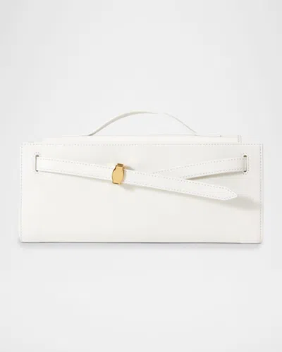 Veronica Beard Dash Belted Leather Clutch Bag In White