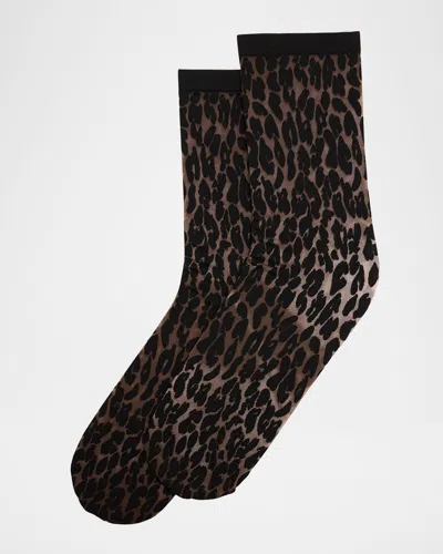 Wolford Leo Animal-patterned Matte Crew Socks