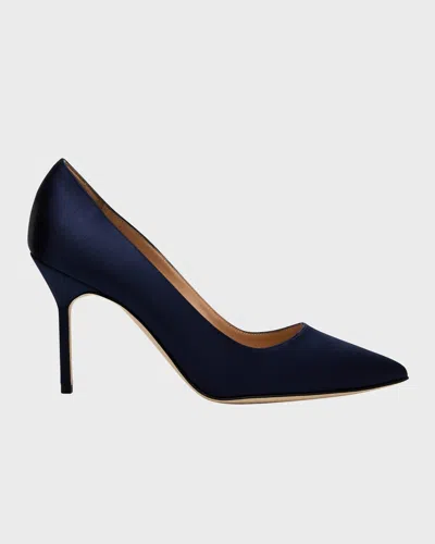 Manolo Blahnik Bb 90mm Satin Pumps In Blue