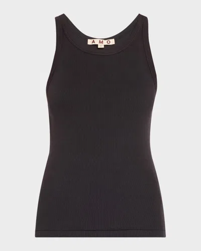 Amo Denim Long Ribbed Cotton Tank Top In Multi