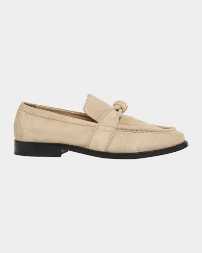 Bottega Veneta Sand Suede Astaire Loafers With Knotted Detail In Neutral