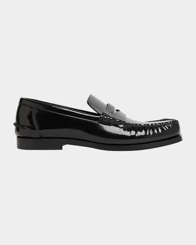 Bottega Veneta Soft Leather Penny Loafers In Black