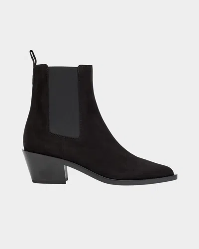 Gianvito Rossi Wylie Suede Western Chelsea Booties In Black