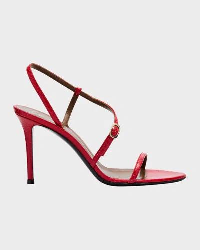 Giuseppe Zanotti Snakeskin Ankle Strap Stiletto Sandals In Rossetto