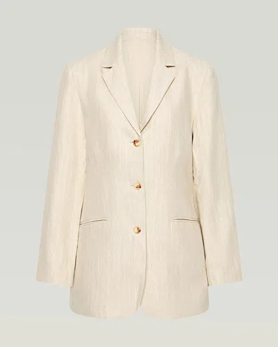 Posse Leon Single-breasted Pinstripe Linen Blazer In Brown