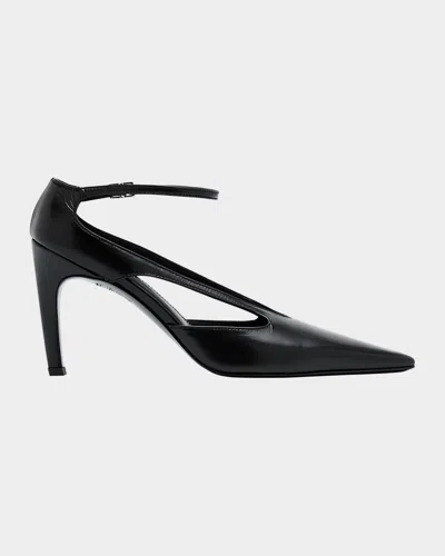 Totême Cutout Leather Pointed-toe Pumps In Black