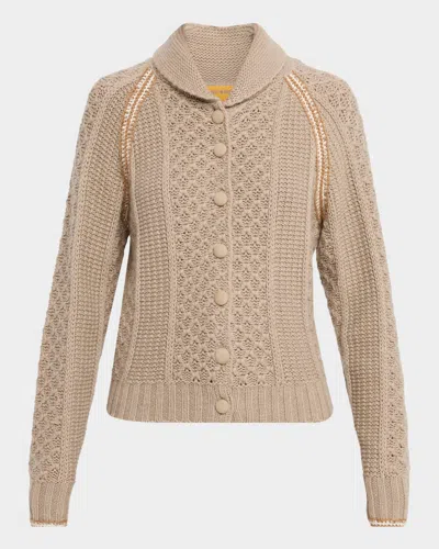 Guest In Residence Marlowe Wool Cashmere Cable Cardigan In Multi