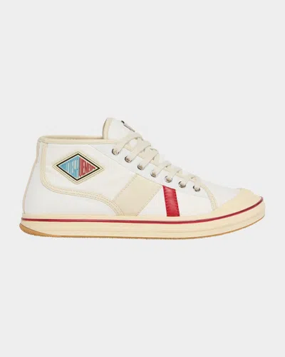 Bottega Veneta Summer Canvas Leather High-top Sneakers In Neutral