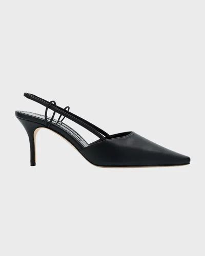 Manolo Blahnik Touki 70 Leather Slingback Pumps In Black