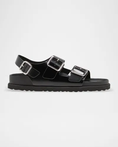 Birkenstock Milano Leather Dual-buckle Slingback Sandals In Black
