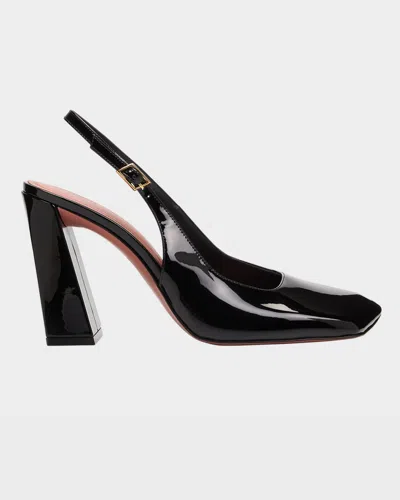 Amina Muaddi Charlotte Patent Leather Slingback Pumps In Black