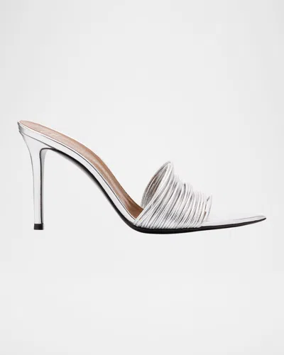 Giuseppe Zanotti Metallic Multi-strap Stiletto Slide Sandals In Silver