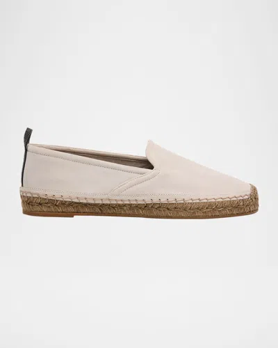 Brunello Cucinelli Womens Khaki Woven Suede Espadrilles In White