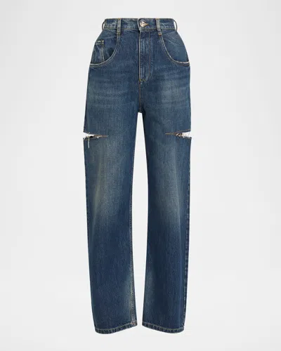 Maison Margiela Slash Slit Barrel-leg Jeans In Blue