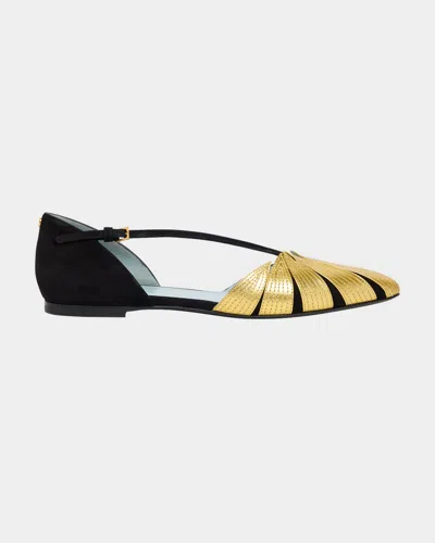 Valentino Foliefoliage Bicolor Leather Ballerina Flats In Multi