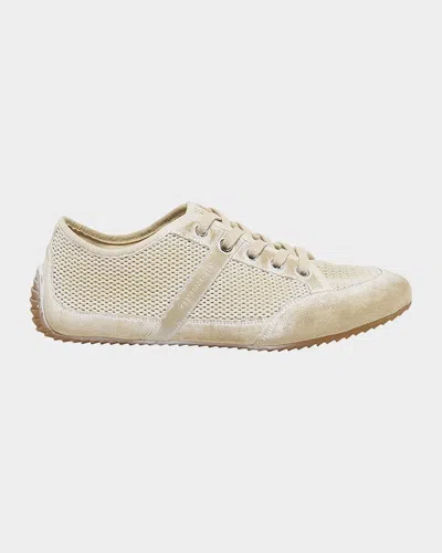 Givenchy Slim Mesh And Leather Low-top Sneakers In Neutral
