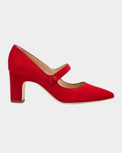 Manolo Blahnik Campariba Kid Suede Pumps In Red