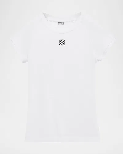 Loewe Ribbed Anagram Short-sleeve Tee In White
