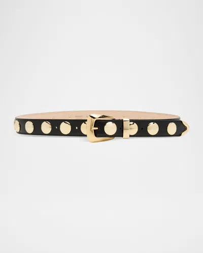 Khaite Benny Leather Studded Belt In Black