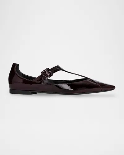 Pierre Hardy Eddie Patent Leather Mary Jane Flats In Burgundy