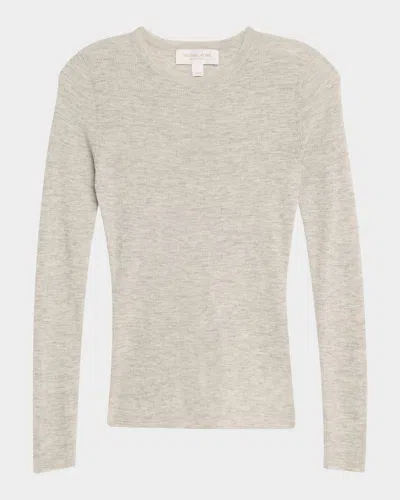 Michael Kors Hutton Ribbed Cashmere Pullover In Brown