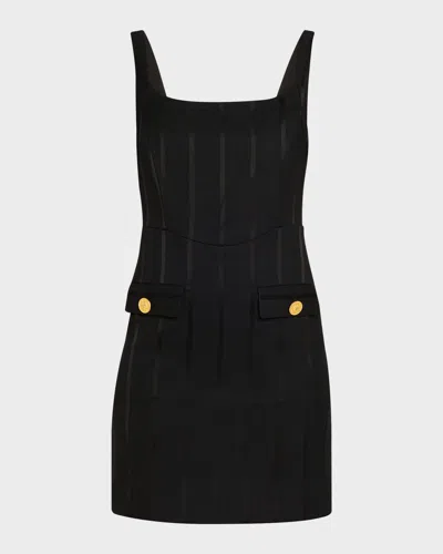 L'agence Helen Striped Satin Corset Mini Dress In Black