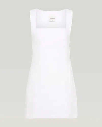 Posse Alice Linen Mini Dress In White