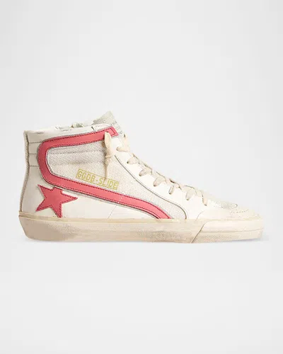 Golden Goose Slide Leather Mesh Mid-top Sneakers In Multi