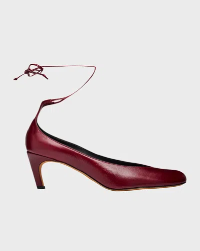 Proenza Schouler Uma Leather Ankle-tie Pumps In Burgundy